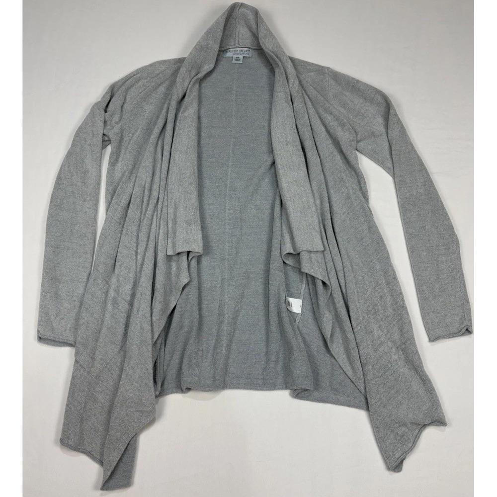 Barefoot Dreams Sweater Womens S/M Silver CozyChic Ultra Lite Open Cardigan